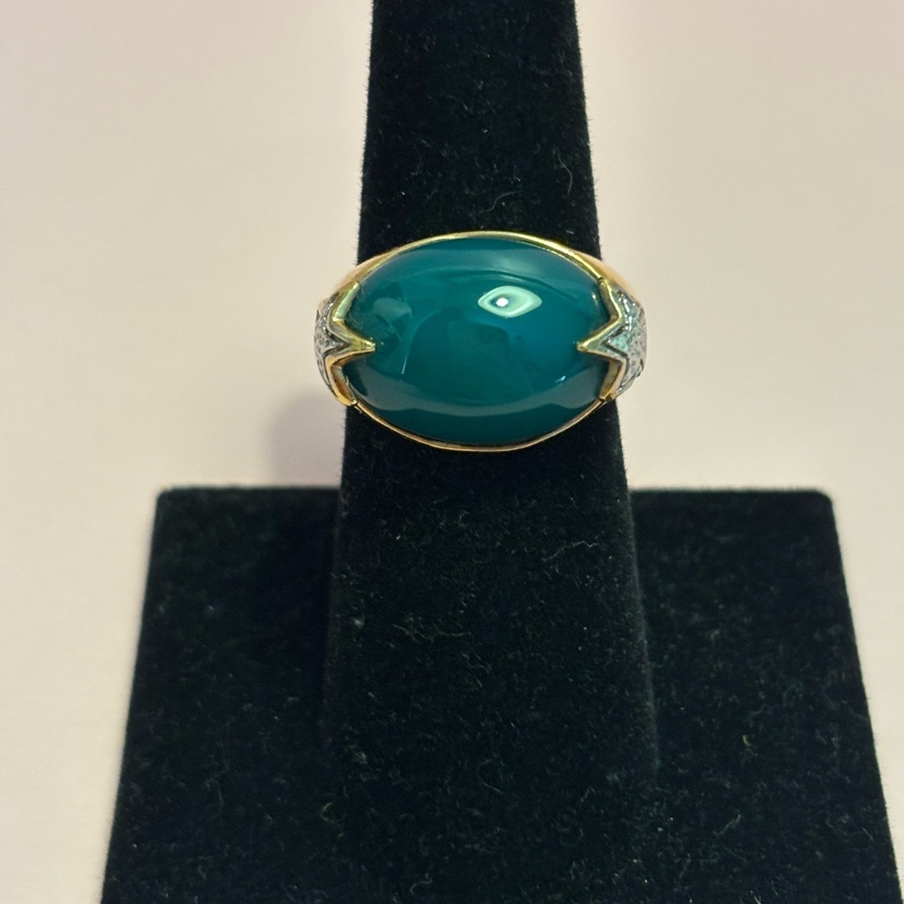 Gold Green Dome Starfish Ring Size 7